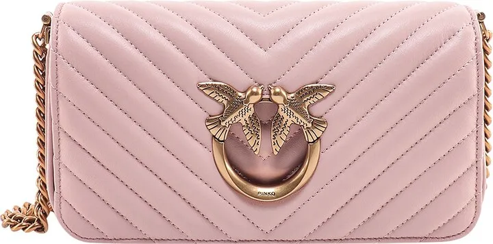 Matelassé leather shoulder bag with Love Birds detail