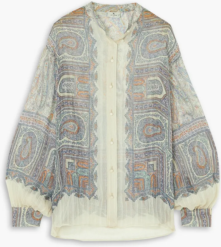 Paisley-print silk-crepon blouse