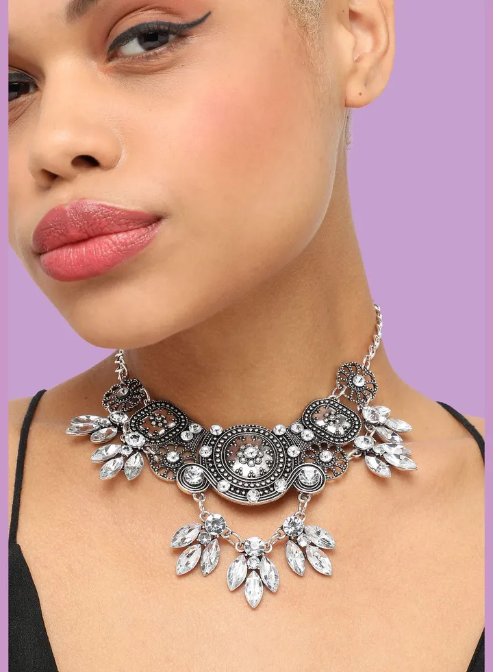 Gold Plated Party Designer Stone Statement Necklace For Women