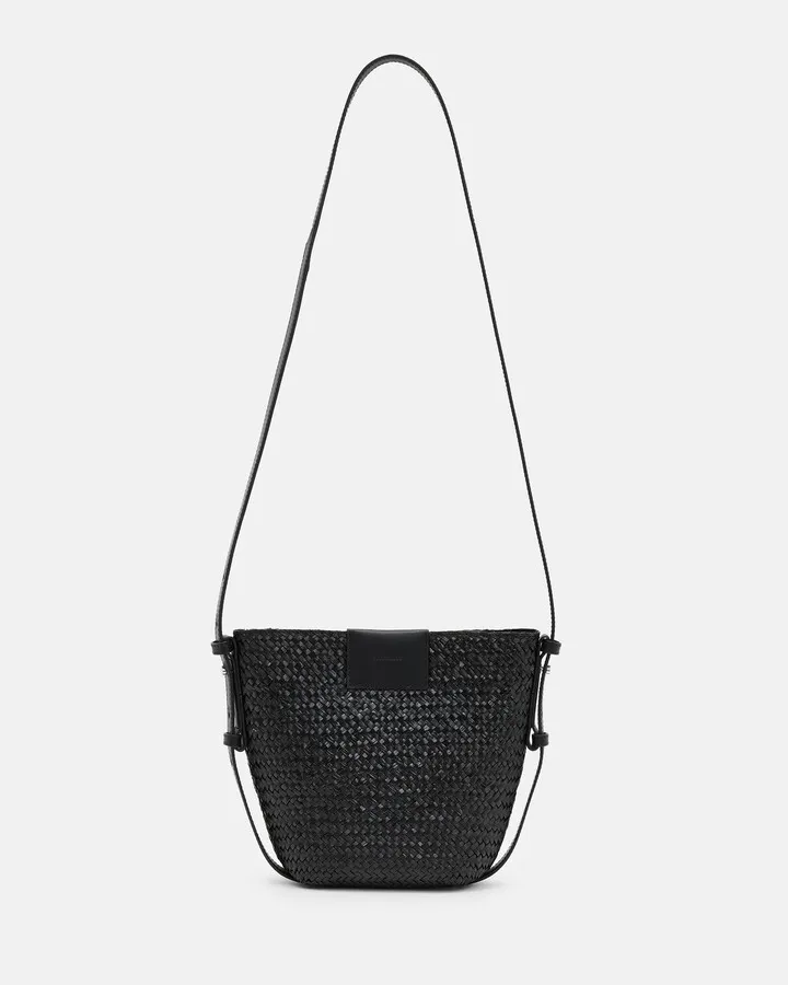 Ebro Straw Crossbody Bag - Black