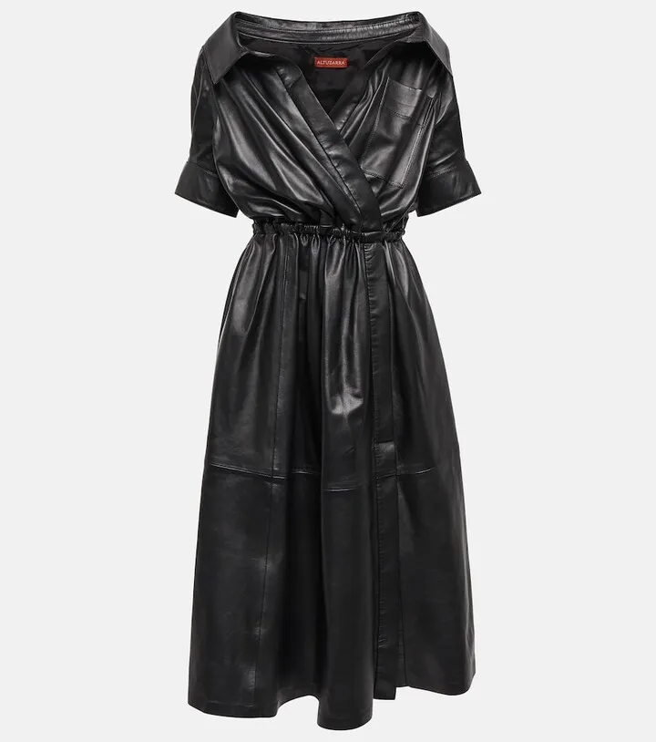 Lydia leather midi dress
