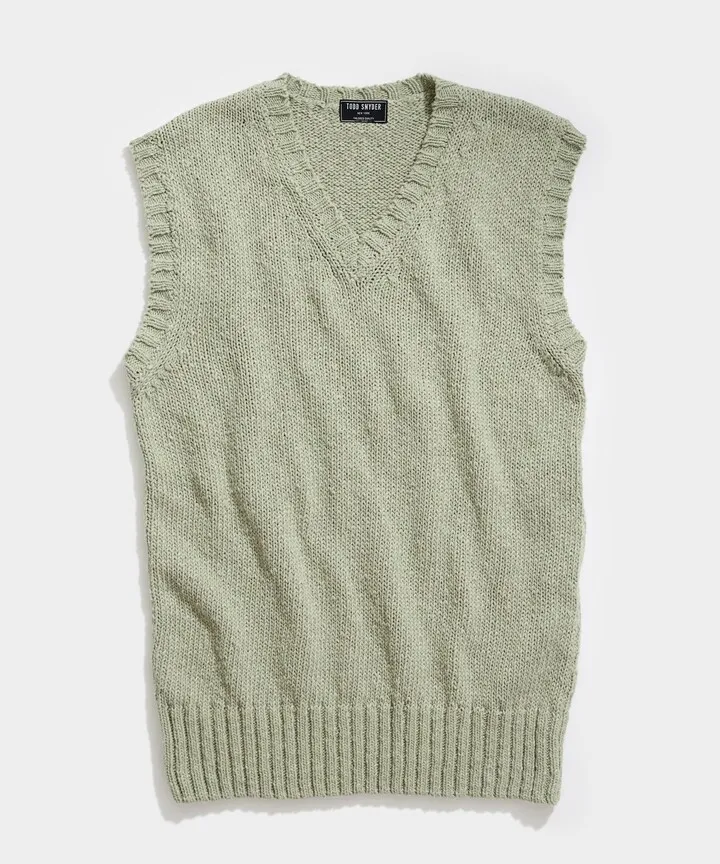 Cotton Sweater Vest in Sage