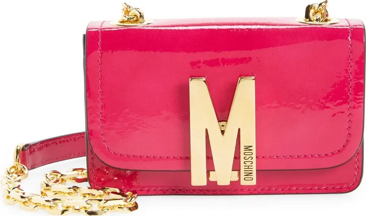 Mini M Logo Patent Leather Shoulder Bag