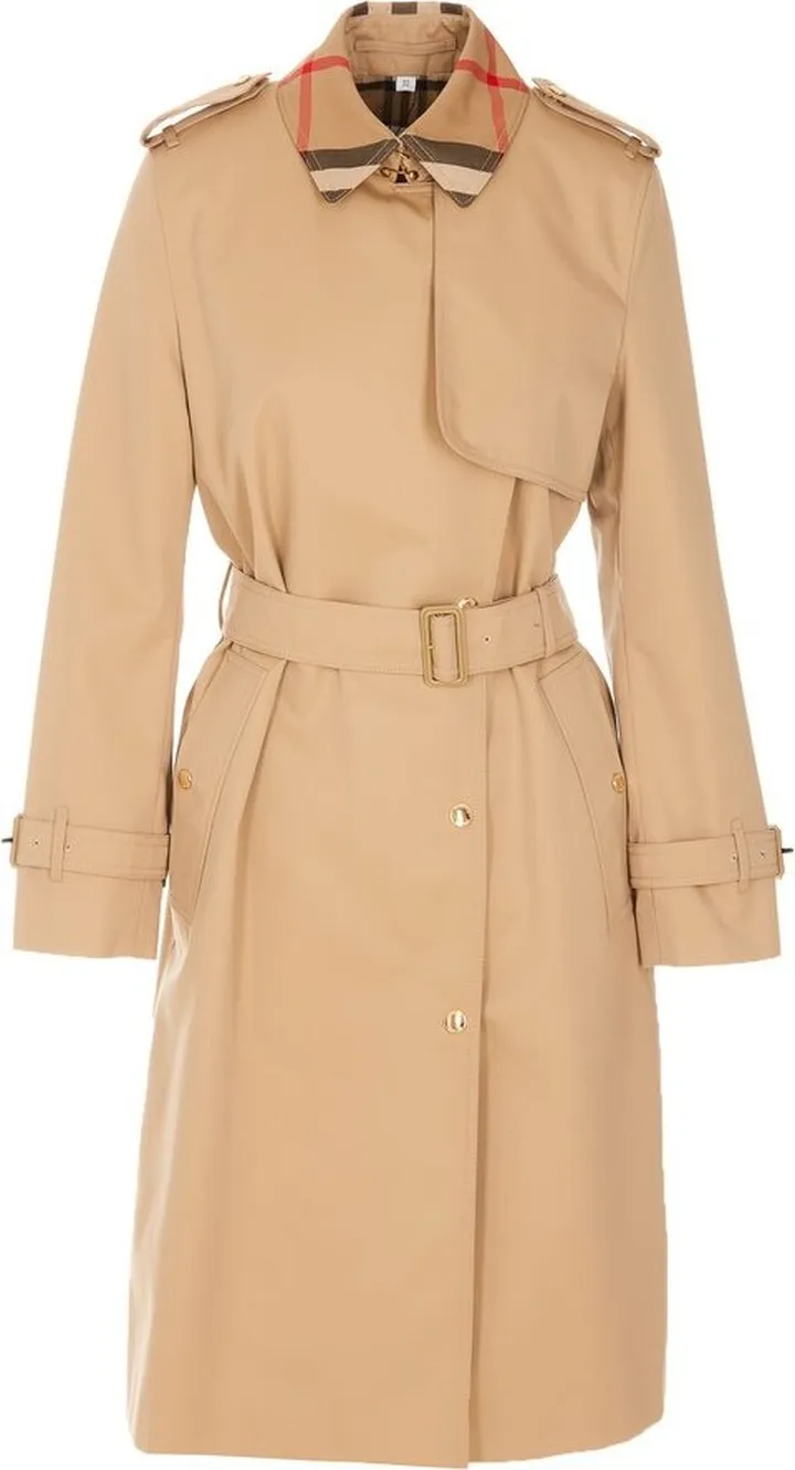 Burberry Gabardine Checked Trench Coat