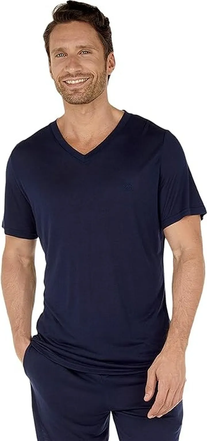 HOM Cocooning Modal V-Neck T-Shirt (Navy) Men's Pajama