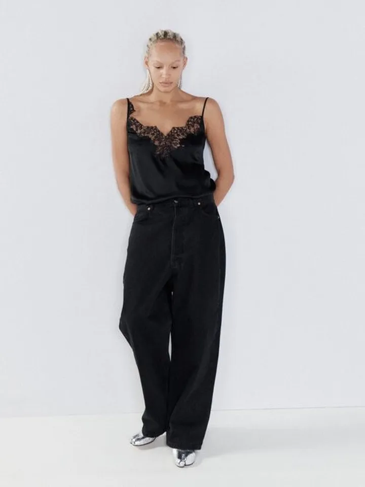 Lace-trimmed Silk-satin Cami Top