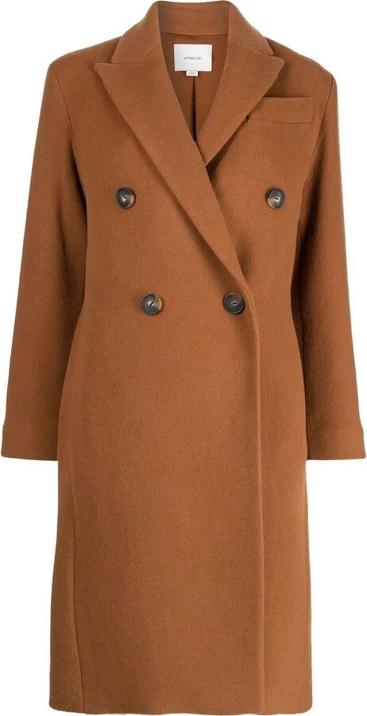 Brushed double-breasted wool coat