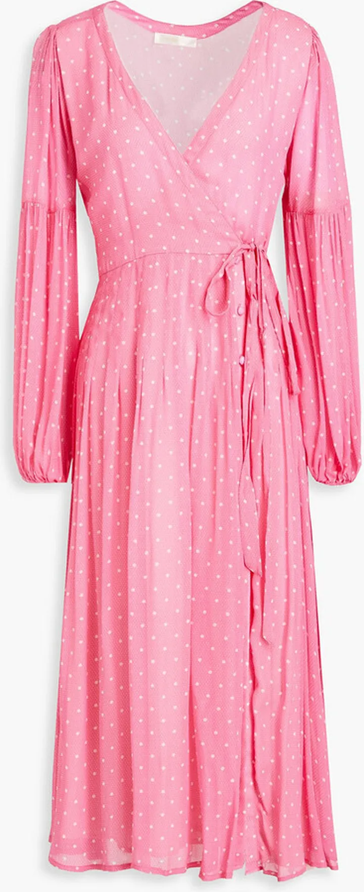 Bevelyn polka-dot chiffon midi wrap dress