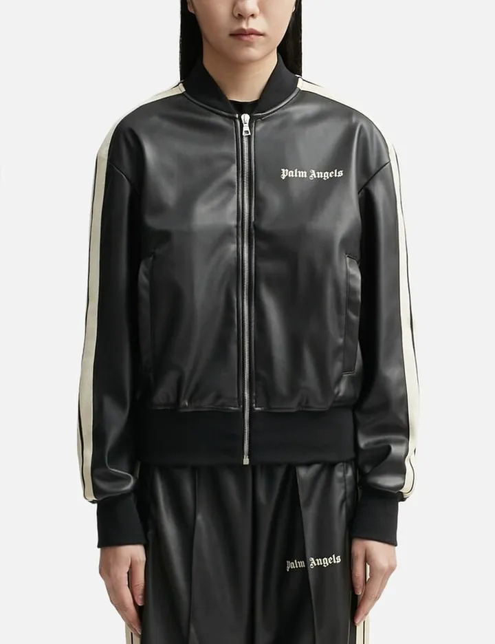 Leather Effect Bomber Track Jacket