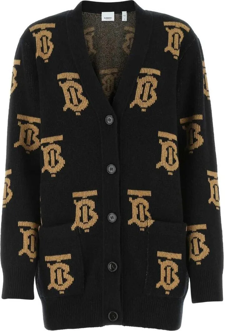 Monogram Intarsia V-neck Cardigan
