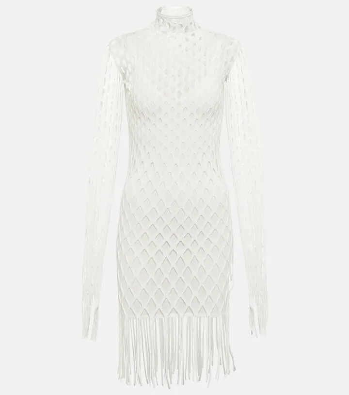 Fishnet high-neck minidress