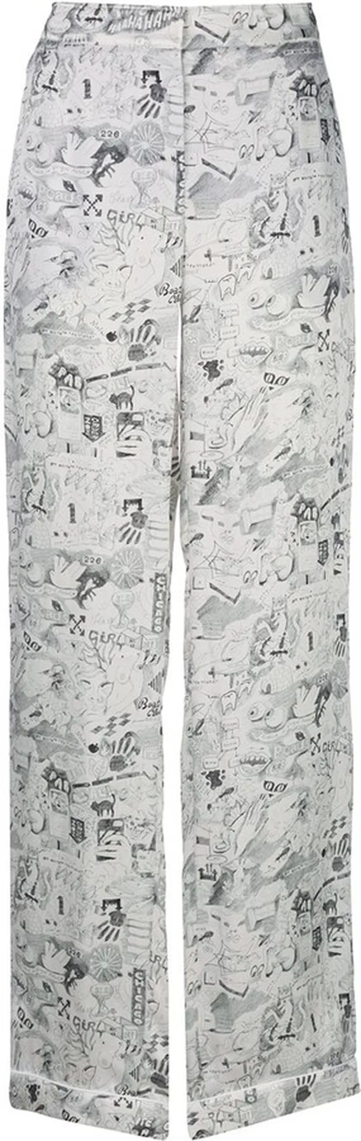 Sketch Print Straight-Leg Trousers