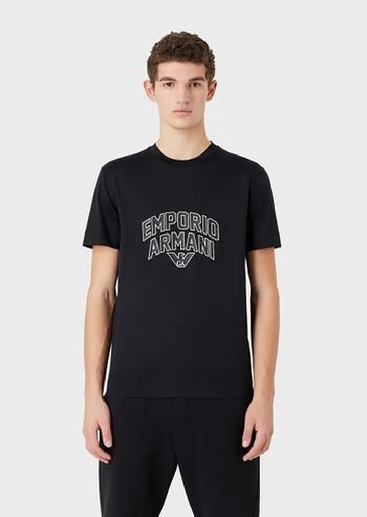 Tencel-blend jersey T-shirt with bold logo embroidery