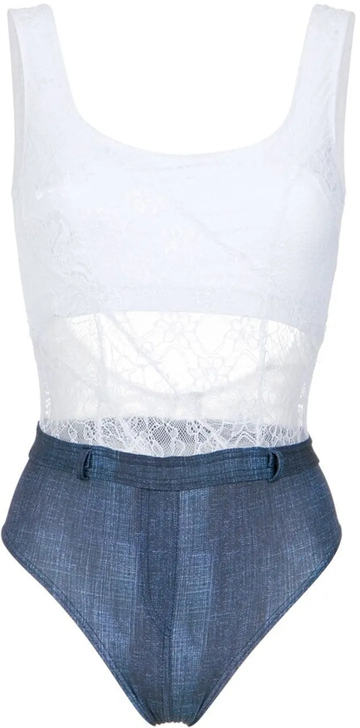 Lace And Denim Swimsuit