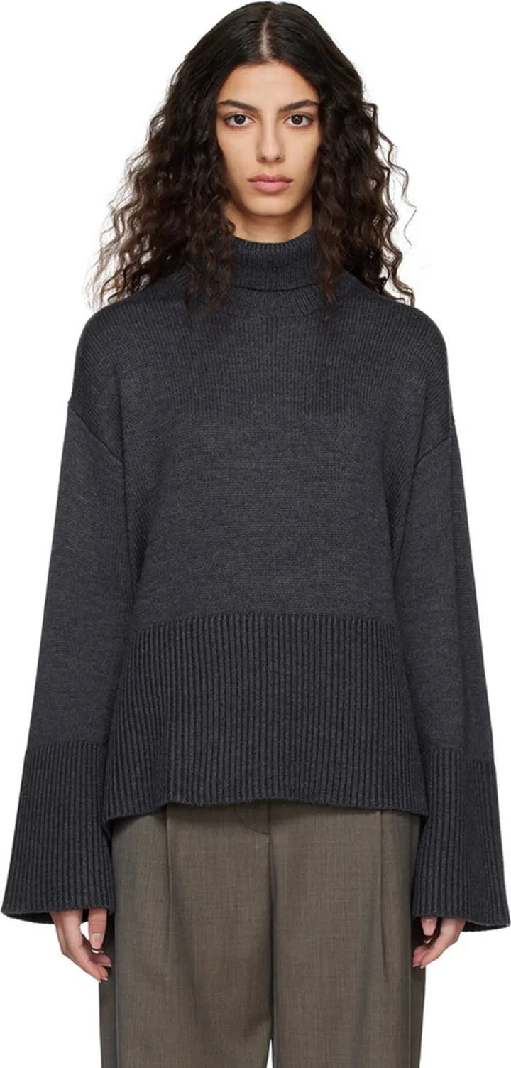 Totême Gray Vented Turtleneck