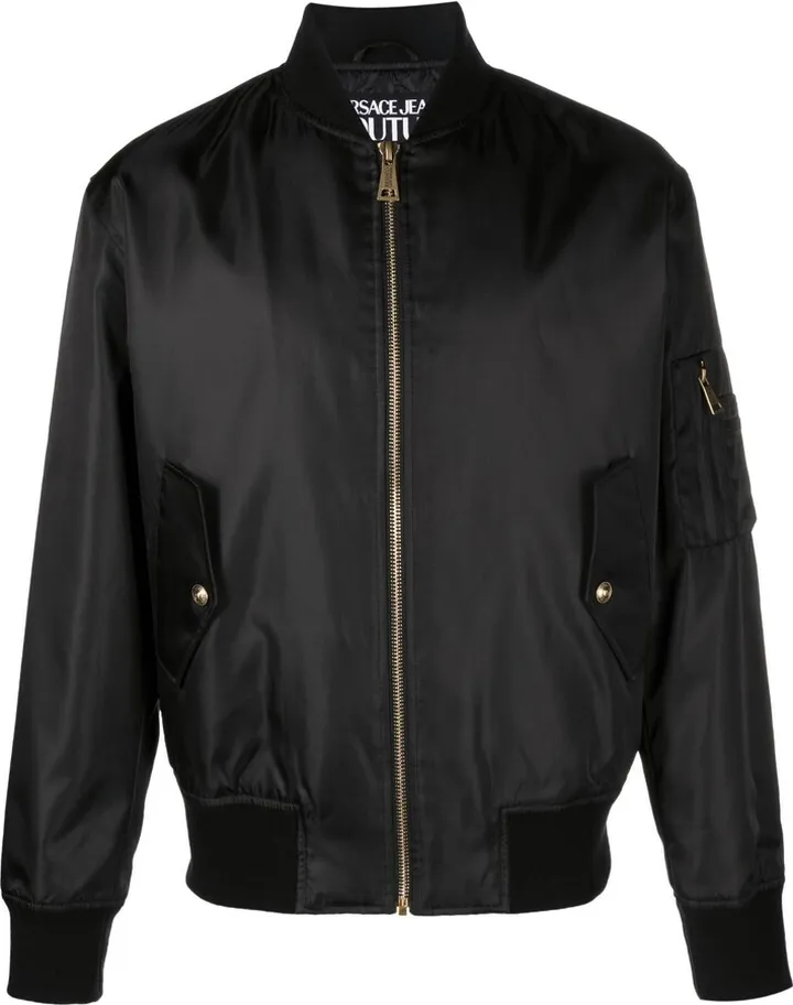 Black Barocco Print Bomber Jacket