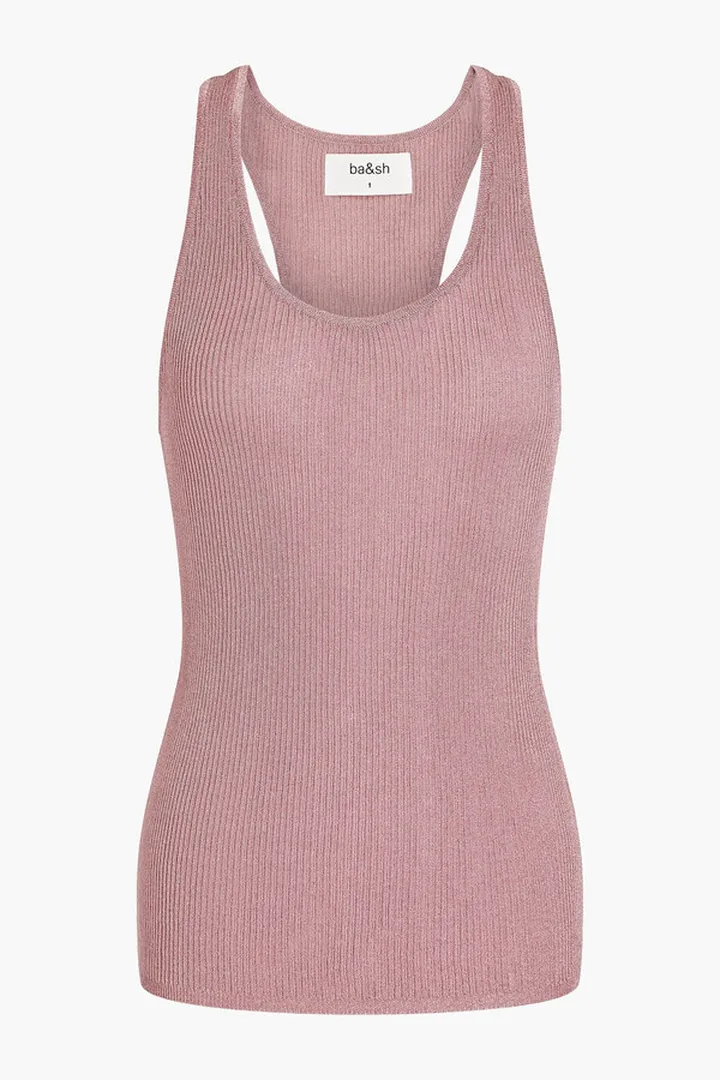Zilia metallic ribbed-knit tank