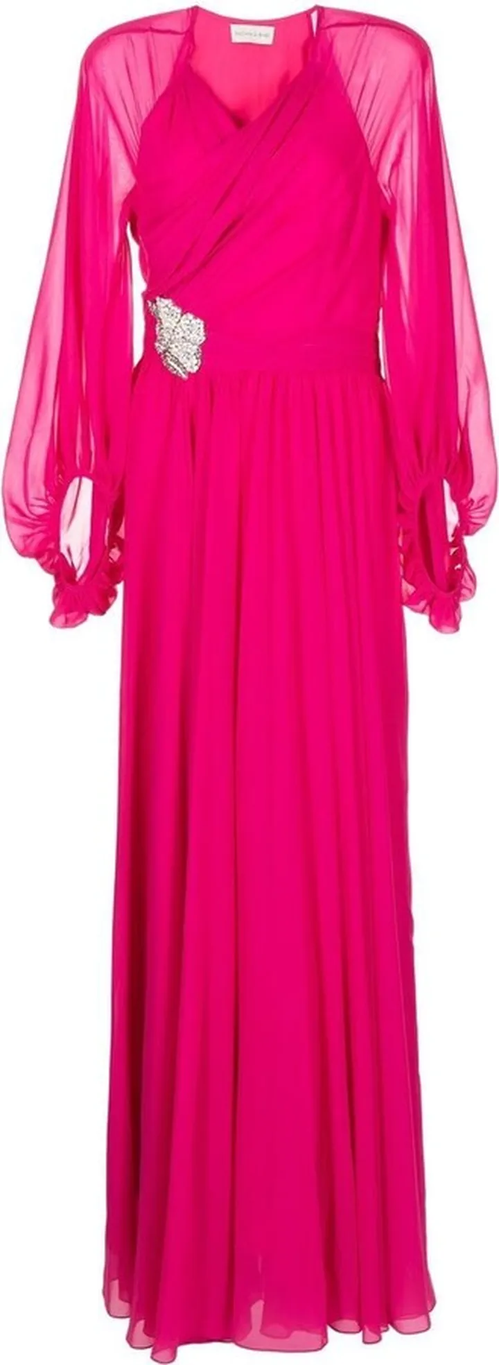 Amata crystal-embellished chiffon gown