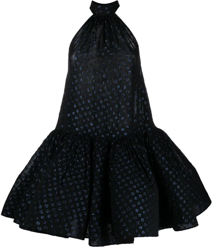 Silk Flared Polka-Dot Dress