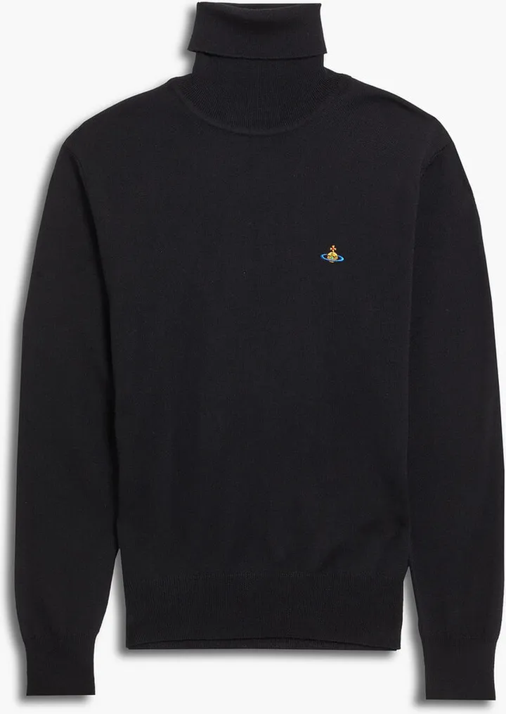 Embroidered wool turtleneck sweater