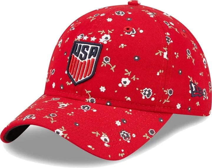 Women's New Era Red Uswnt Floral 9Twenty Adjustable Hat
