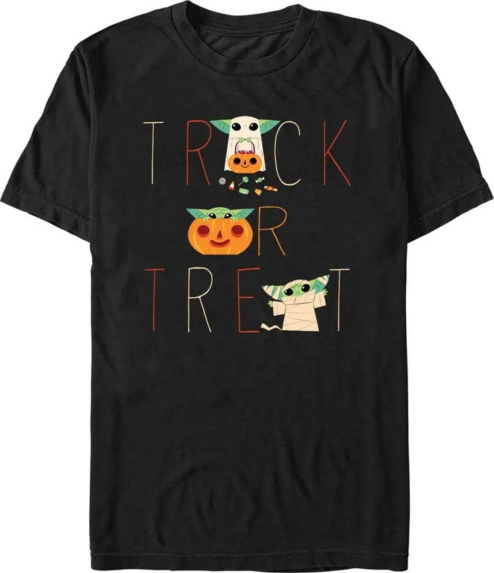 Men's Star Wars The Mandalorian Halloween Grogu Trick or Treat T-Shirt - Black - X Large
