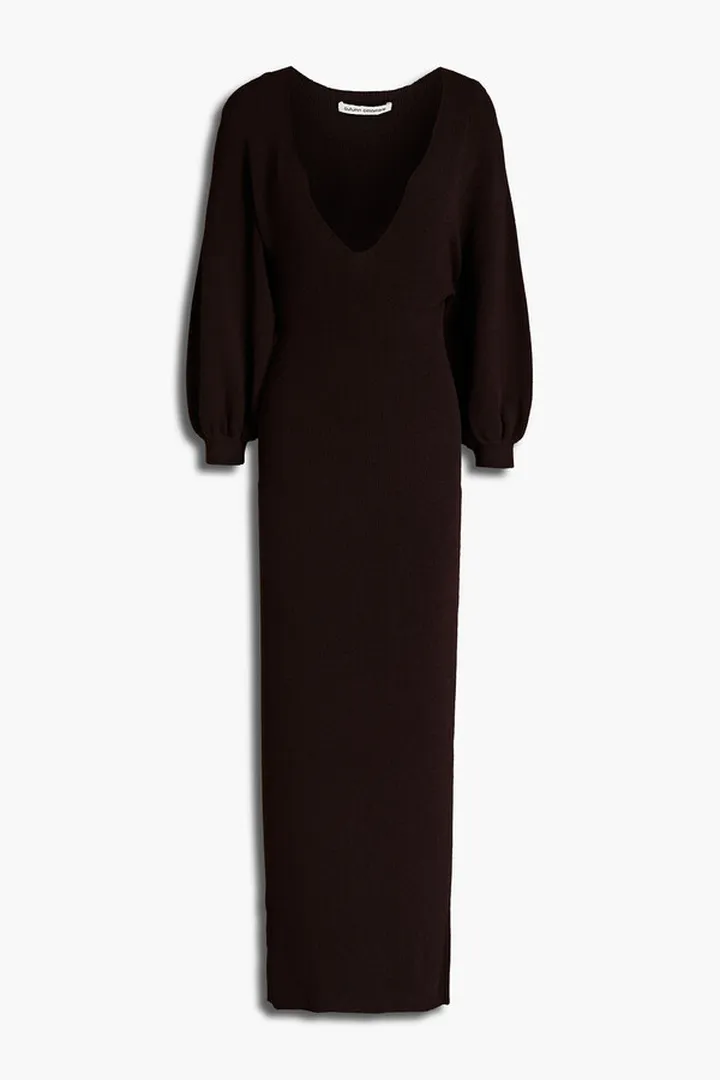 Ribbed-knit midi dress