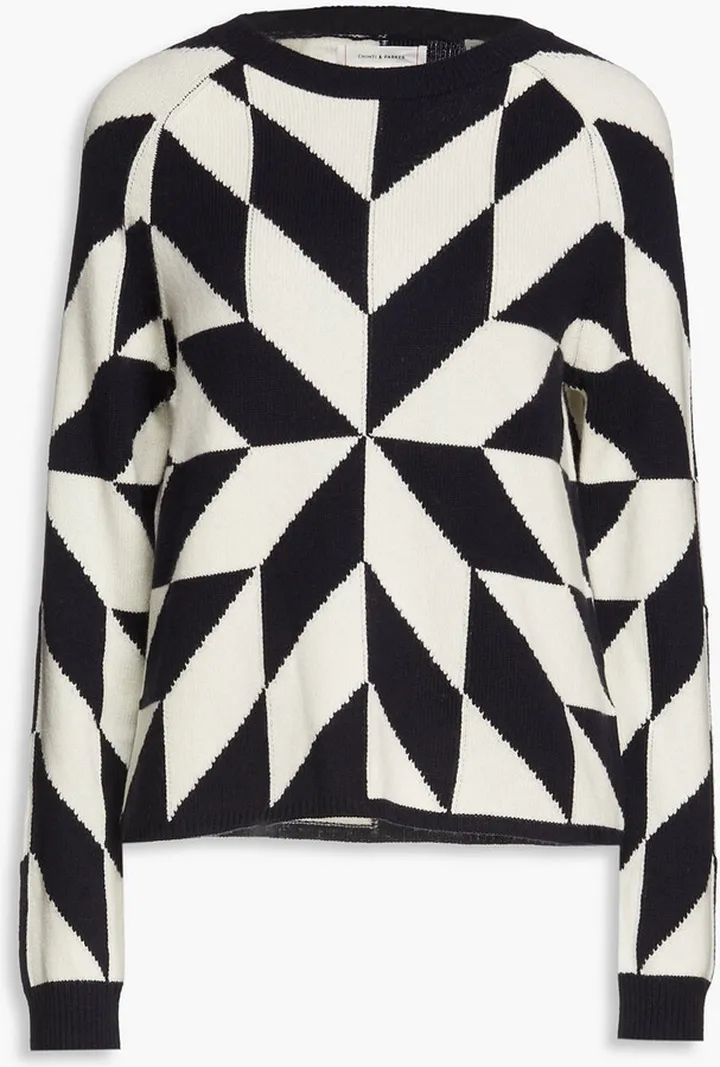Intarsia wool and cashmere-blend sweater