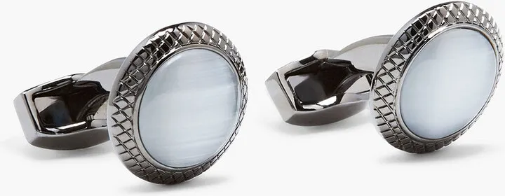 Gunmetal-plated stone cufflinks