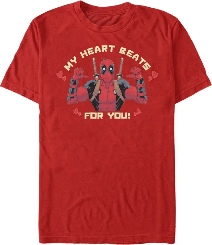 Fifth Sun Men's Deadpool Heartbeat Short Sleeve T-shirt