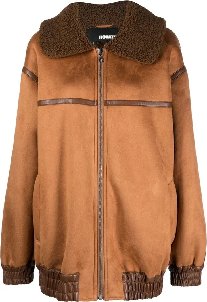 Zip-Front Faux-Shearling Coat
