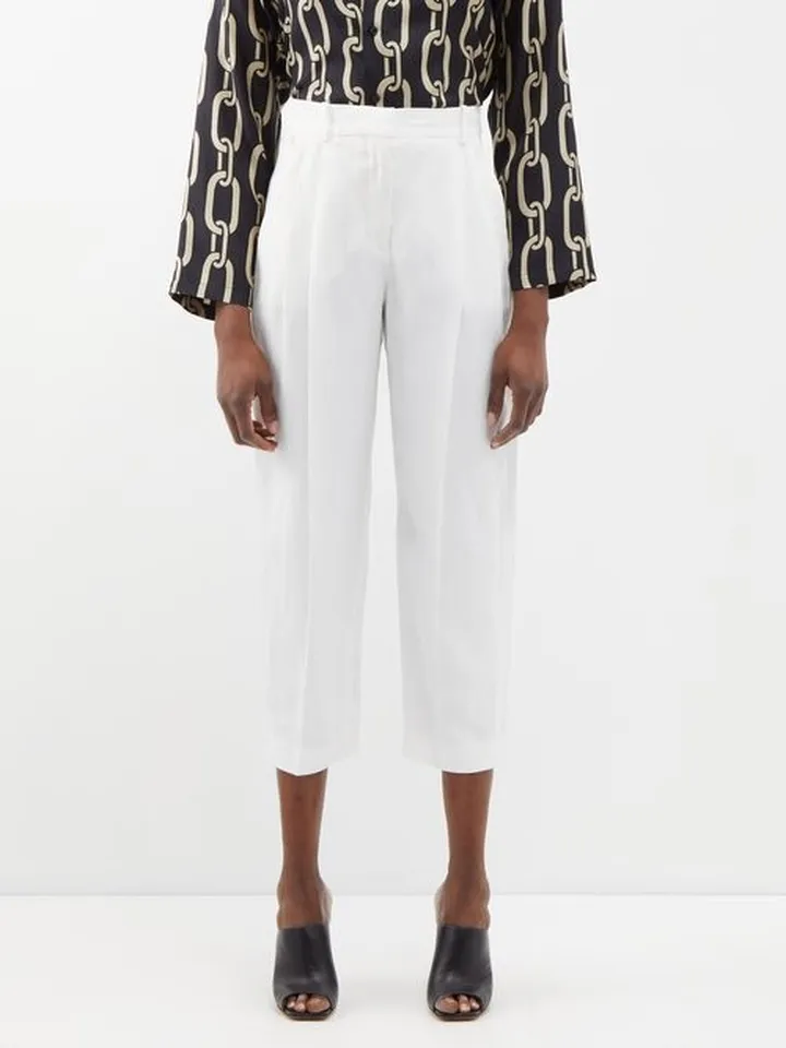Cropped Twill Straight-leg Trousers