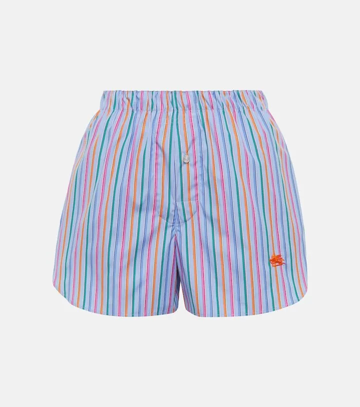 Striped cotton poplin shorts