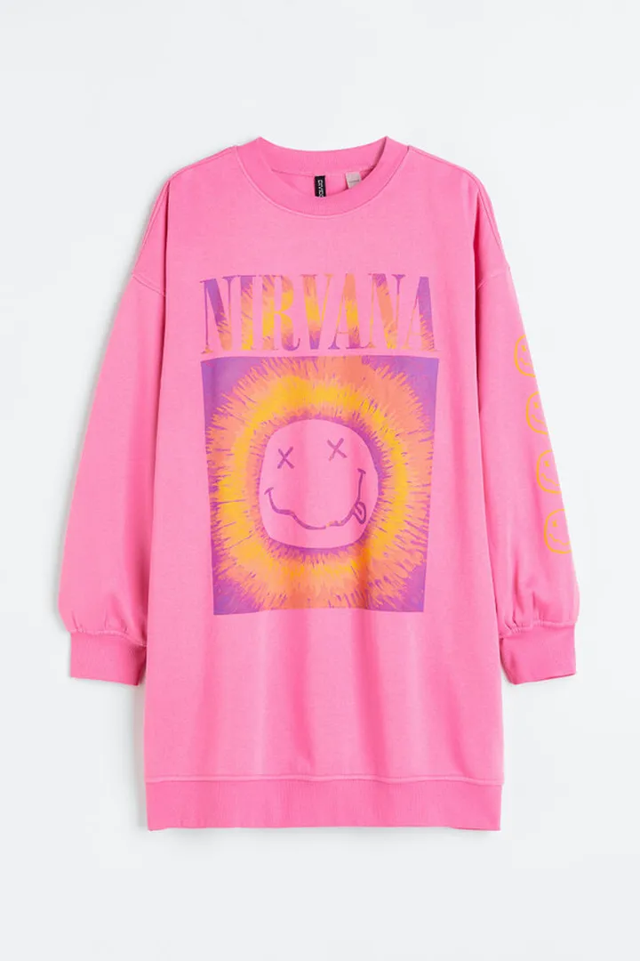Oversized Printed Sweatshirt Dress