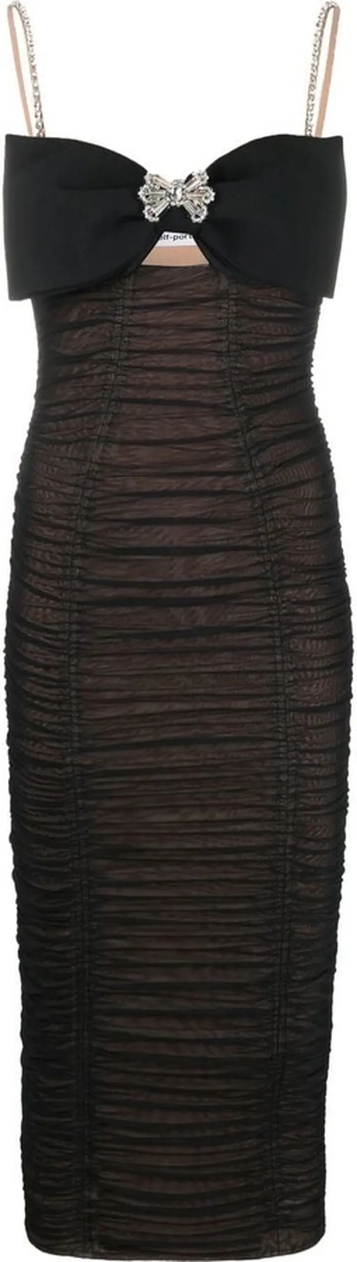Bow-Detail Ruched Pencil Dress