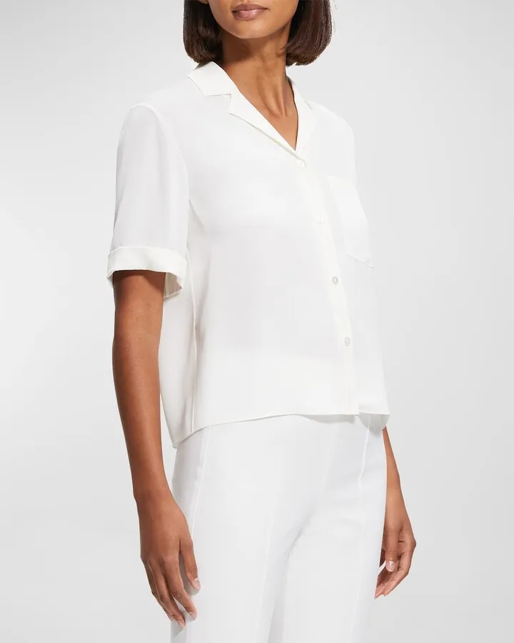 Short-Sleeve Silk Camp Shirt