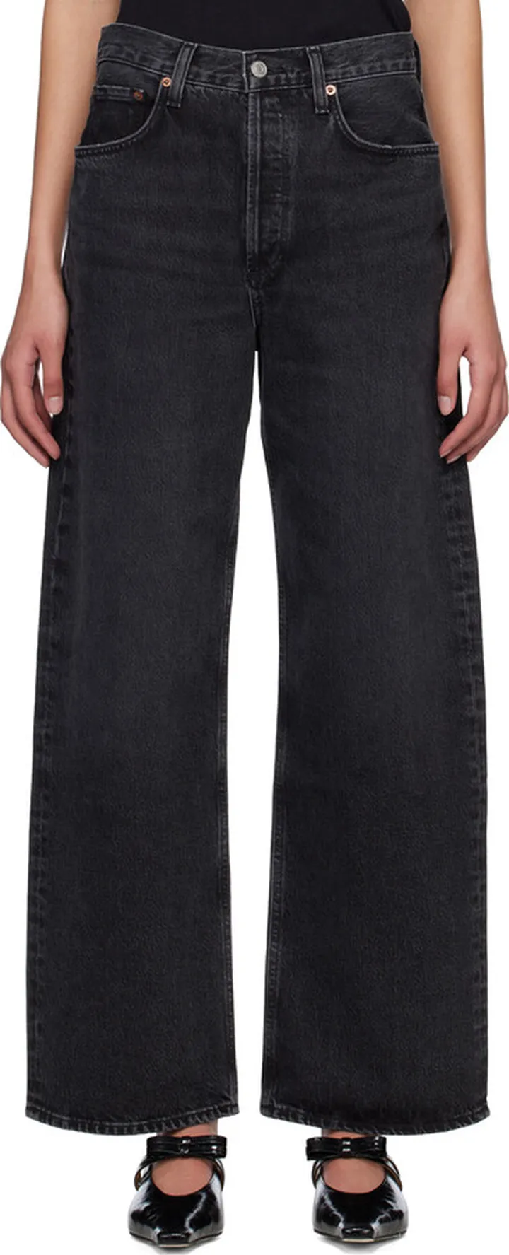 AGOLDE Black Low Slung Baggy Jeans
