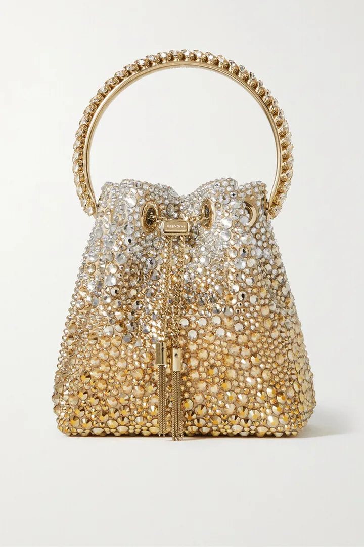 Jimmy Choo - Bon Bon Crystal-embellished Satin Mini Bag - Gold
