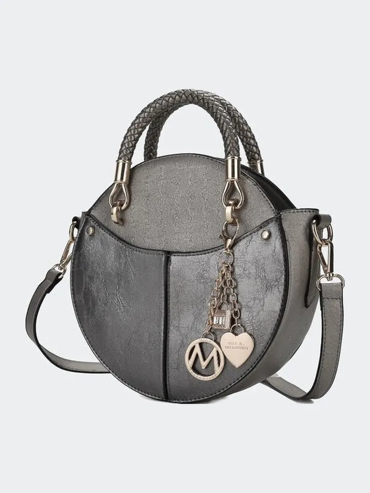 MKF Collection by Mia K Nobella Vegan Leather Crossbody Handbag - Grey