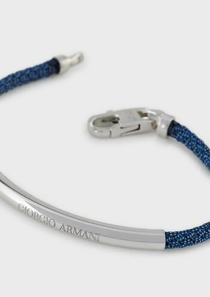 Plaited-leather bracelet with 925 sterling silver details