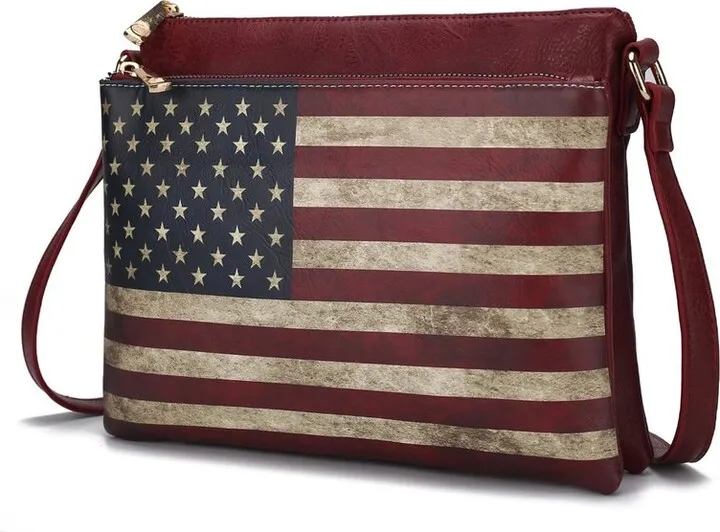 MKF Collection by Mia K Madeline Printed Flag Vegan Leather Women’s Crossbody Bag - Red