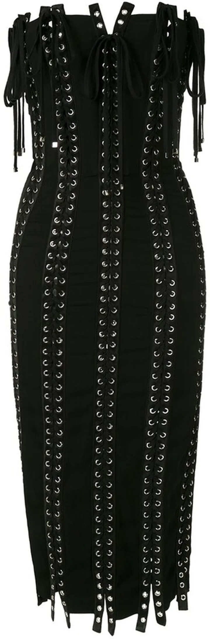 Strapless Tie Detailed Eyelet Dress