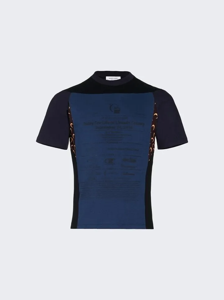 Regenerated Unisex Moon-panel Graphic T-shirt Blue