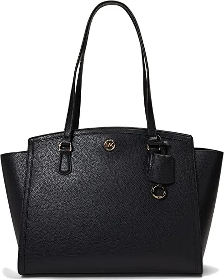 MICHAEL Michael Kors Chantal Large Top Zip Tote (Black) Tote Handbags