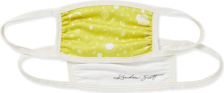 Kendra Scott Face Mask Set of 2 in Yellow Print & White