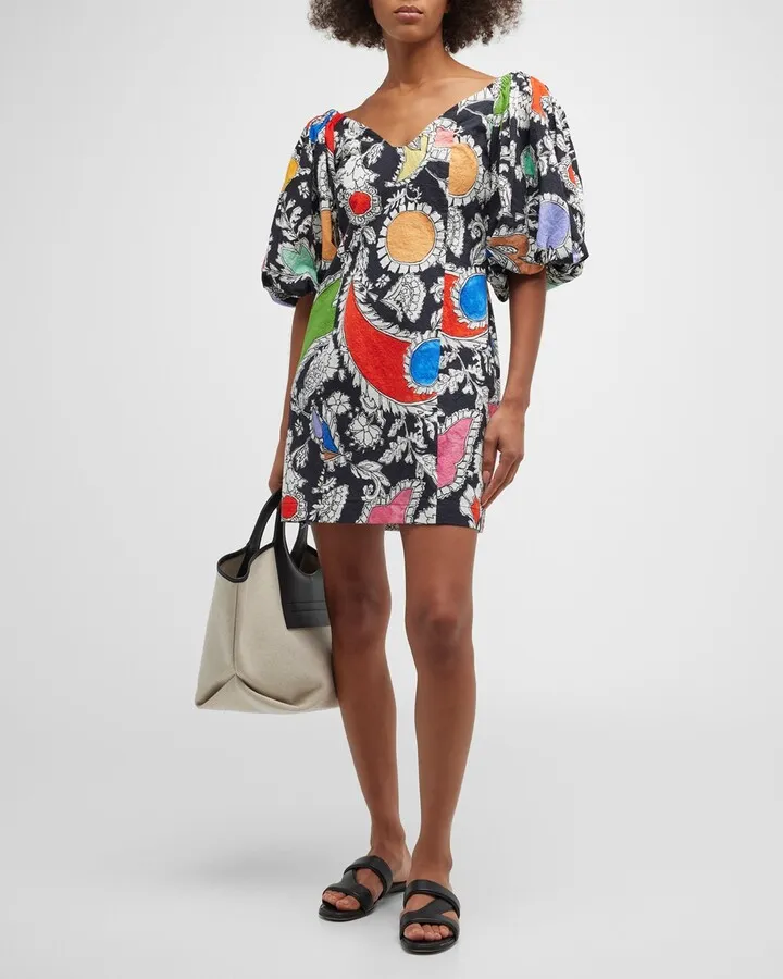 Nomi Puff-Sleeve Organic Cotton Mini Dress