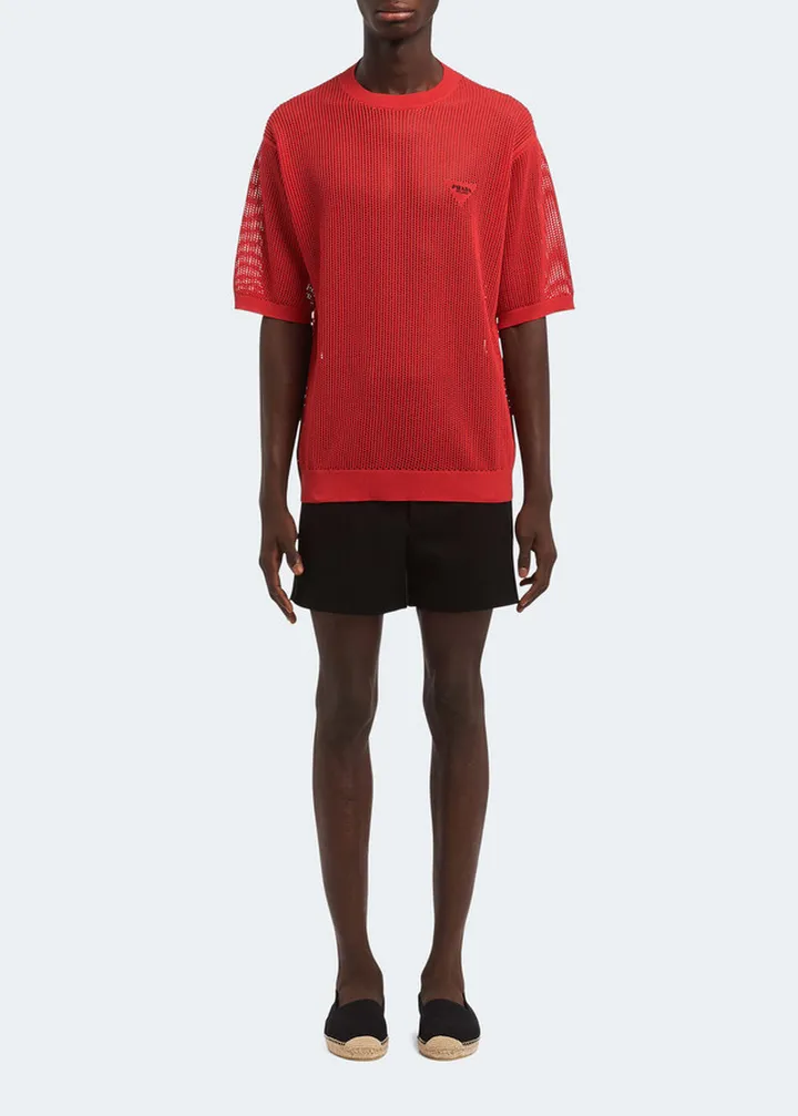 Men's Mesh Knit Oversized T-Shirt
