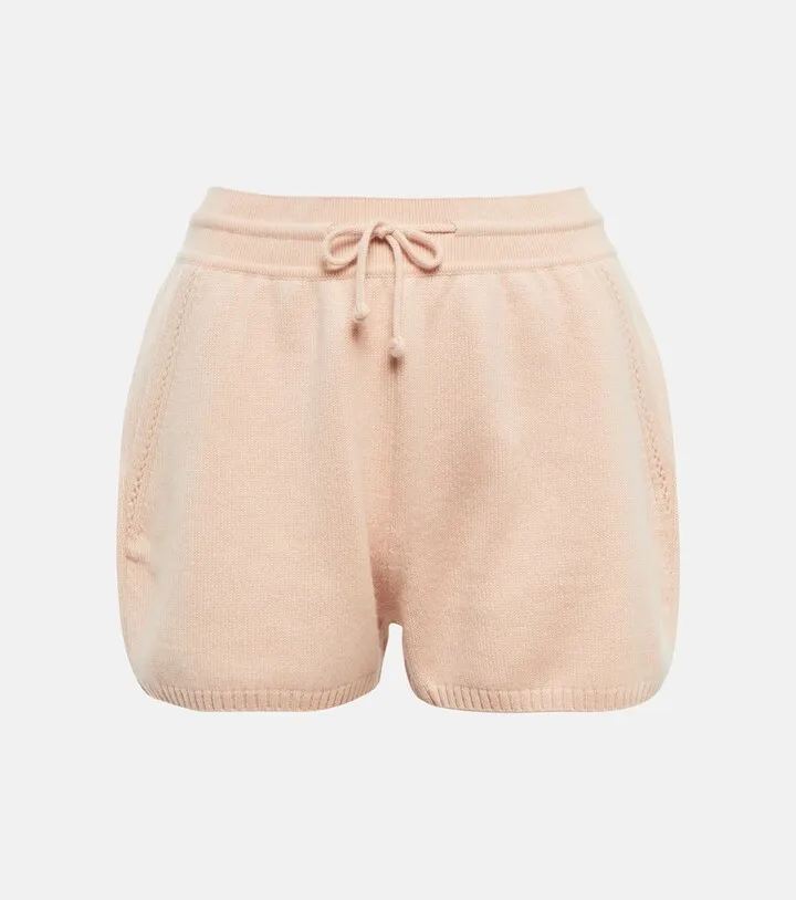 Drawstring cashmere shorts