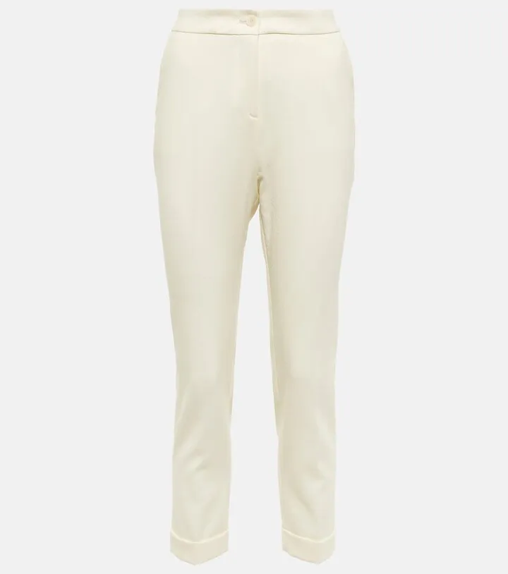 Cropped jacquard wool pants