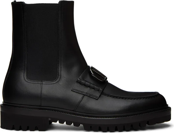 Valentino Garavani Black VLogo Strap Chelsea Boots